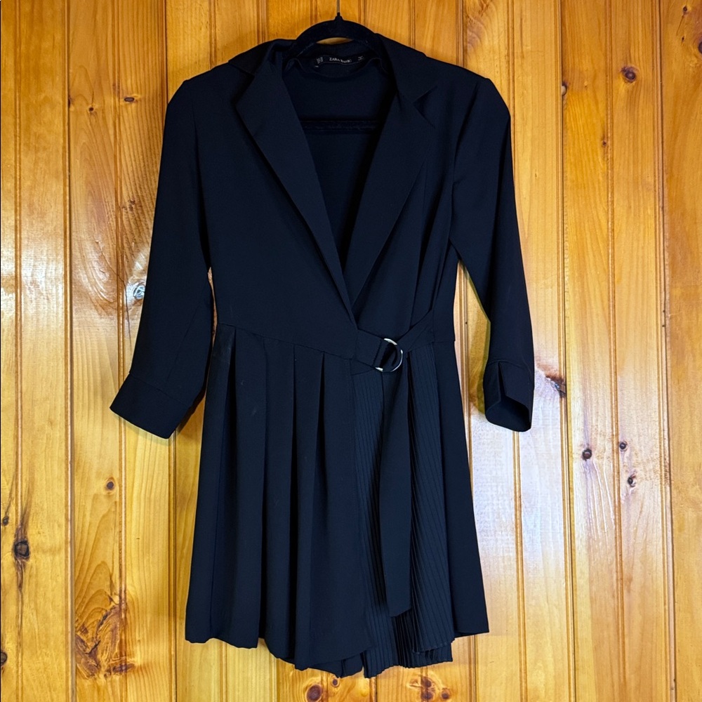 Zara Black Long Sleeve Dress/Romper with Belt
